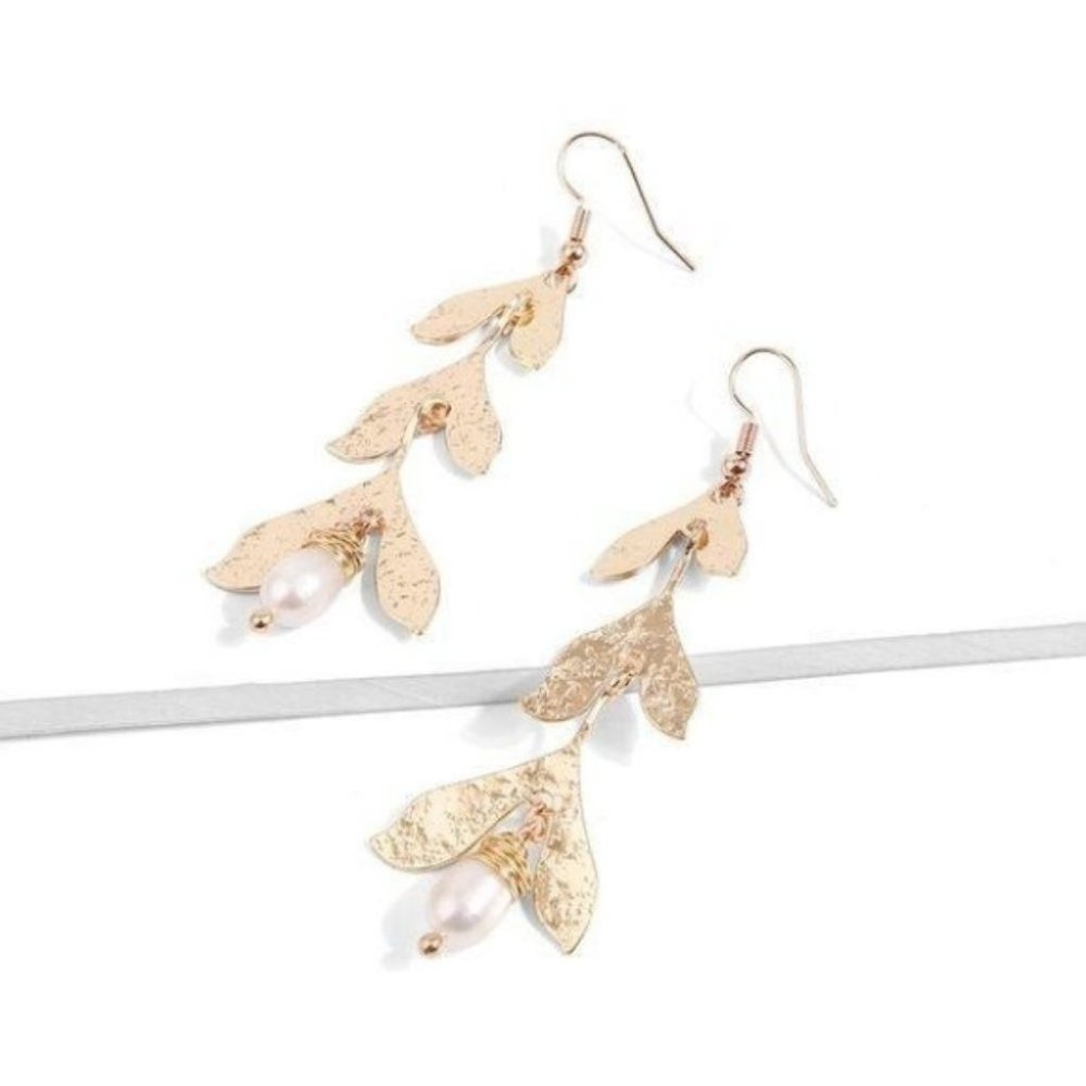 Gold-Tone Leaves Drop Woman Earrings 15$